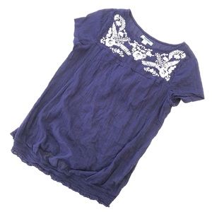 Old Navy Blue White Floral Embroider Maternity Top